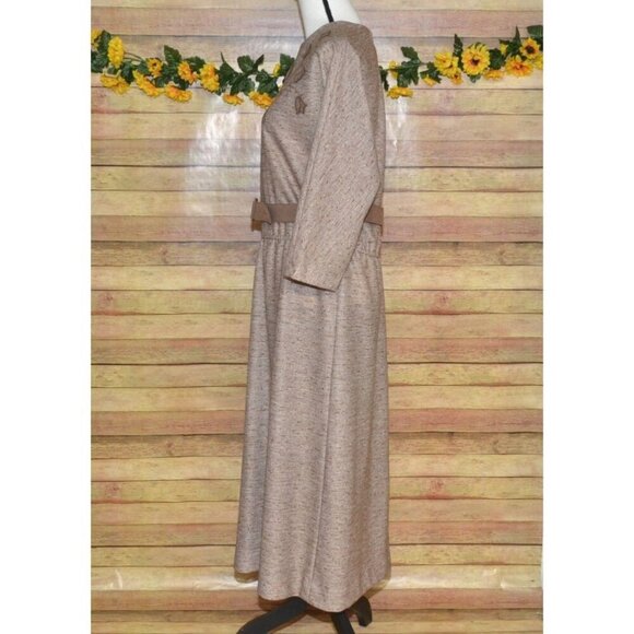 Vintage Herman Marcus Sheath Maxi Dress Size 16 3/4 Sleeve Embroidered Floral - Picture 5 of 9